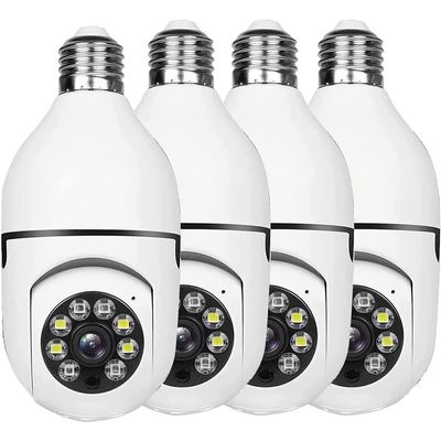 Srutueo 4 Piece Light Bulb Security Camera Outdoor 2.4G WiFi Light Socket Security Camera Security Camera Light Bulb Outdoor Light Bulb Cameras, White