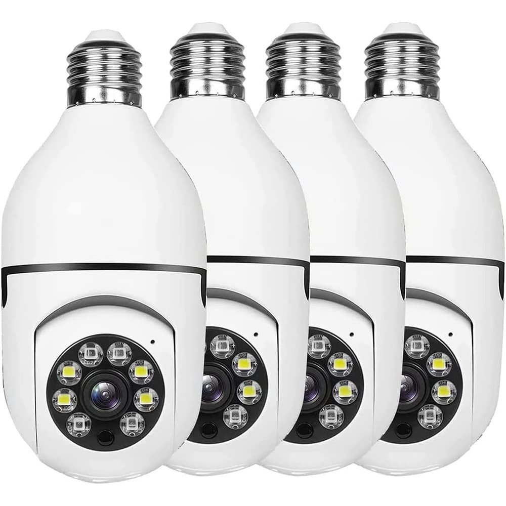 Srutueo 4 Piece Light Bulb Security Camera Outdoor 2.4G WiFi Light Socket Security Camera Security Camera Light Bulb Outdoor Light Bulb Cameras, White