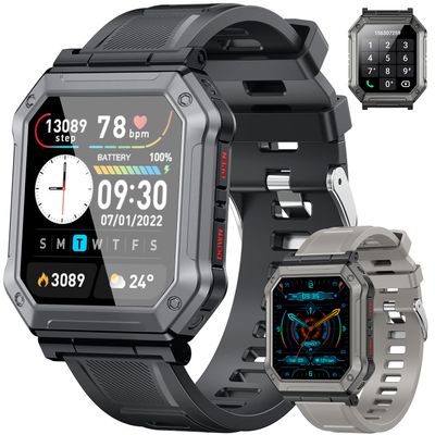 Smart Watch for Men Fitness Tracker: Military Smart Watches for Men Digital Mens Watches Make/Answer Call Running Waterproof Smartwatch Android Phones iPhone Samsung Compatible Heart Rate Monitor