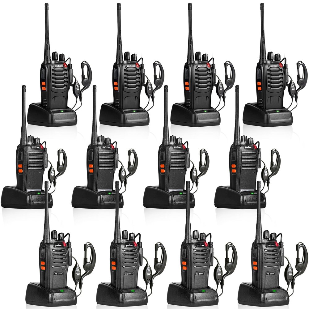 pxton 777S and 888s666s walkie talkies Long Range for Adults Rechargeable with Earpieces and Li-ion Battery,Two Way radios has VOX/TOT/Emergency Alarm/Battery Low Alert/Flashlight/Scan Function12 Pa