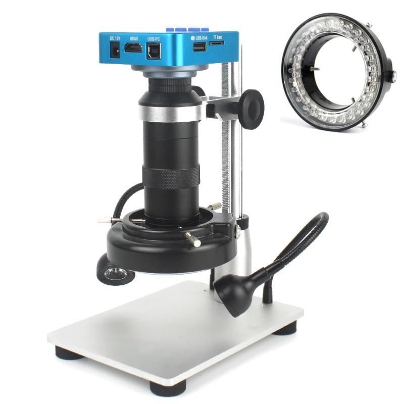 ZTBH Microscope Accessories Kit 1080P HDMI USB Electronic Digital Video Microscope Camera 130X Zoom C Mount Lens USB LED Light for Lab PCB Phone Repair Tools Microscope Slides(Color:ABCD)