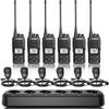 SAMCOM FPCN10A 6 Pcs UHF Walkie Talkies with 6 Way Charging Gang, with 6 Pcs 2 Pin Speaker Shoulder Mic view 1