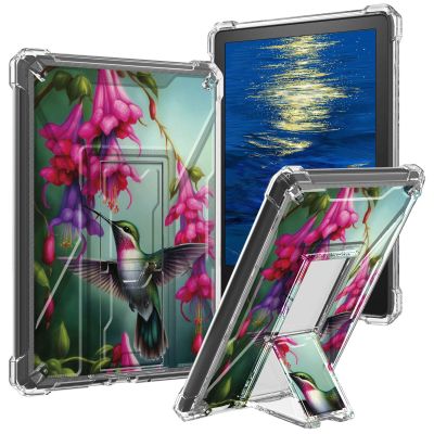 GFRGTFHYT Clear Case for 6" All-New Kindle 11th Generation 2022 Release Only, Stand Kickstand Slim Lightweight Transparent Soft TPU Silicone Cover for Kindle 2022 11th Gen E-Reader,Hummingbird