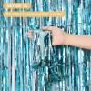10 Pack Blue Foil Curtain Backdrop 3.2ft x 9.8ft Metallic Tinsel Foil Fringe Curtains Streamer Photo Booth Backdrop for Birthday Party Engagement Bachelorette Party Decorations (Light Blue) view 2