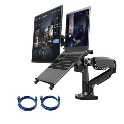 CUFTOBJM F160 10-17.3" Laptop Stand 360 Degree Rotation 10"-27" Air Pressure Full Motion Gas Stand(Color:with USB Cable)