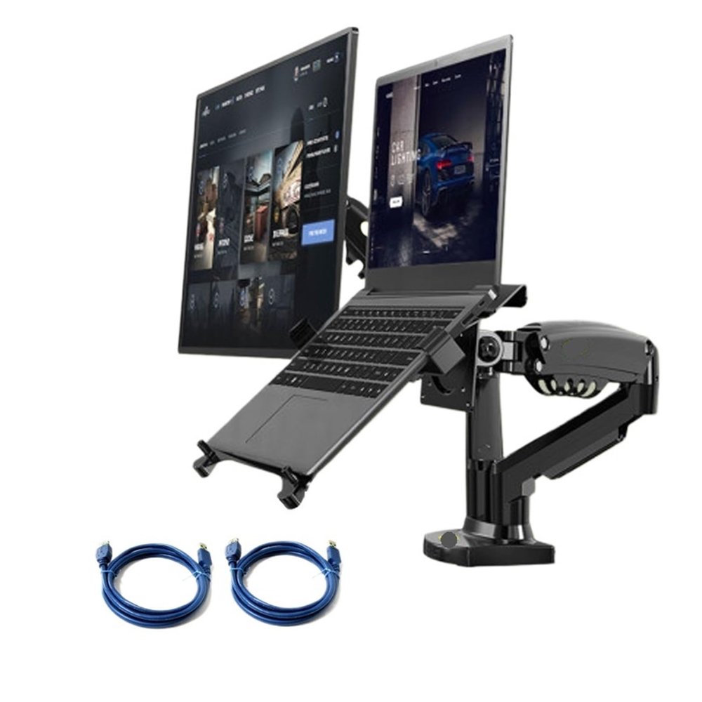 CUFTOBJM F160 10-17.3" Laptop Stand 360 Degree Rotation 10"-27" Air Pressure Full Motion Gas Stand(Color:with USB Cable)
