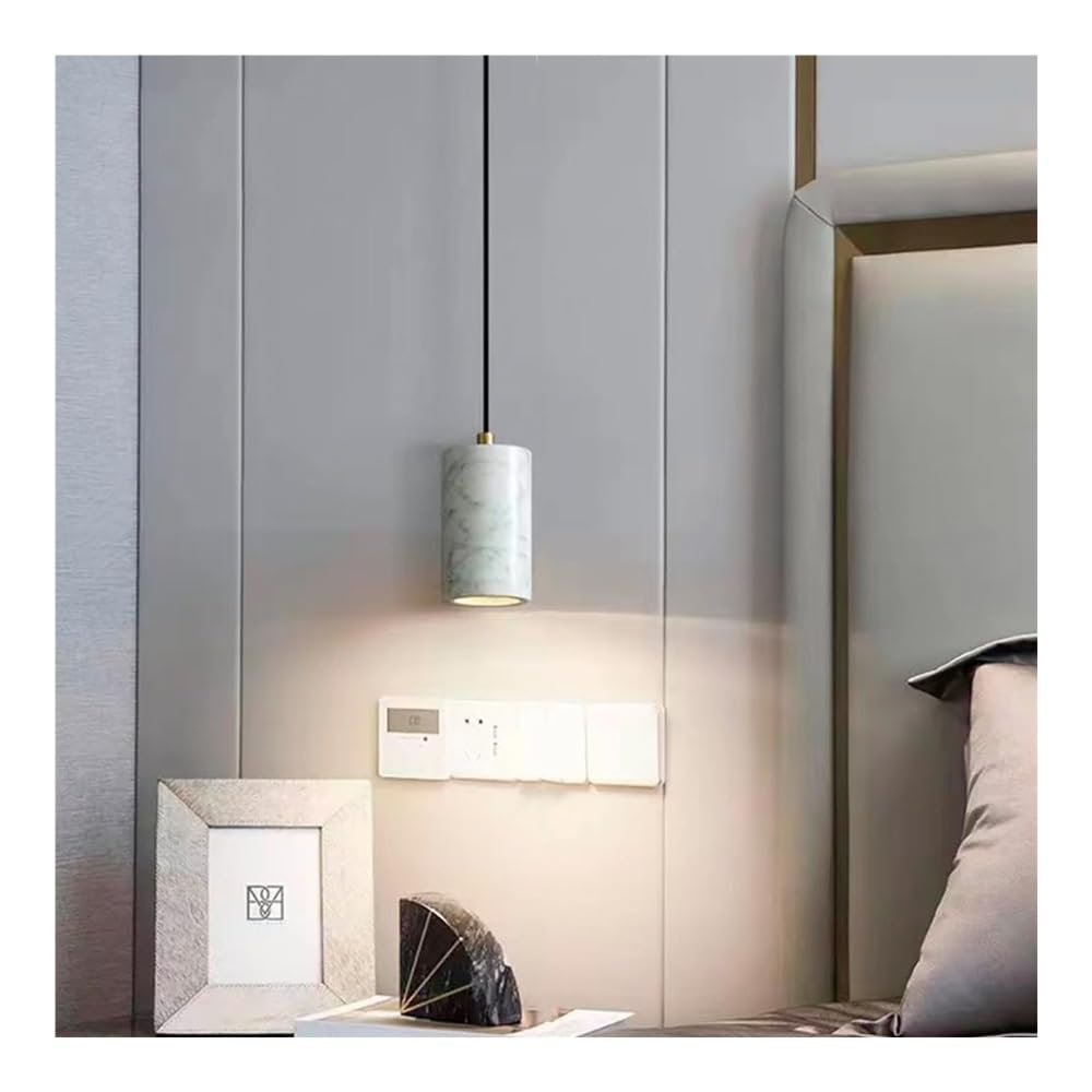 DXYC Modern Green Marble Glass Pendant Light: Copper Island Fixture, Nordic Single Chandelier - Elegant and Natural Stone Design for Bedroom, Dining Room, Kitchen Sink, Restaurant(Color:White)