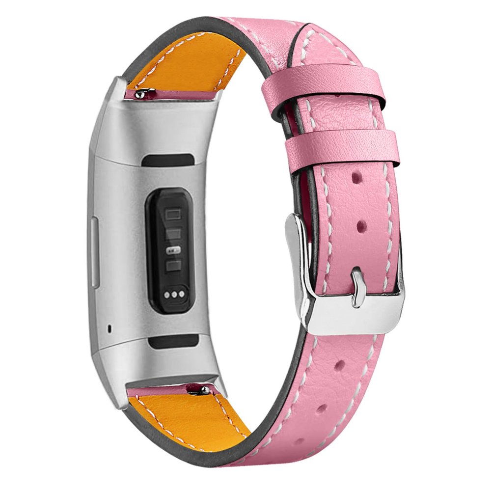Mtozon Leather Bands Compatible with Fitbit Charge 4/Charge 3, Replacement Accessories Wristband Straps for Women, Pink