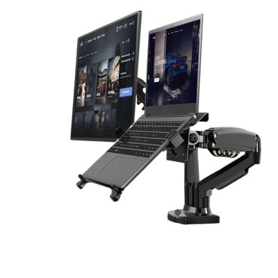 AVXANKTG F160 10-17.3" Laptop Stand 360 Degree Rotation 10"-27" Air Pressure Full Motion Gas Stand(Color:Matte Charcoal)