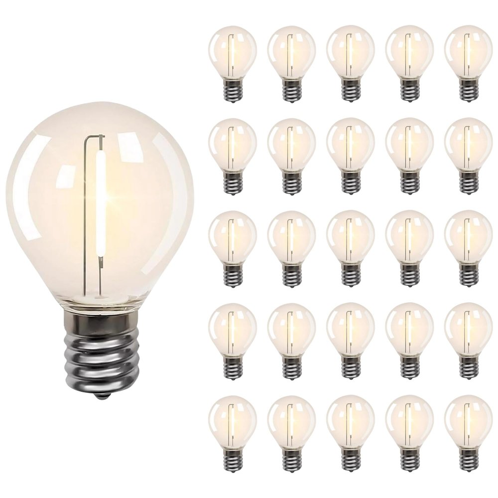Holiday Bright Lights Belle Luci G40 Replacement Bulbs, Set of 25 Single Filament LED Bulbs for Outdoor Patio String Lights