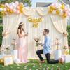 4 Panels Champagne Backdrop Curtain for Baby Shower Wrinkle Free 20ft x 10ft Backdrop Drapes Panels for Parties Wedding Bridal Shower Birthday Photo Photography Fabric Background Decoration view 2