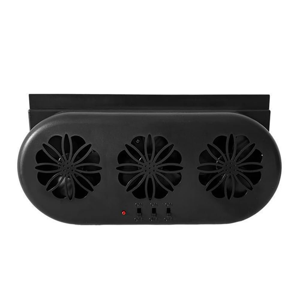 GoolRC Car Window Exhaust Fan - Silent Air Vent Cooler with Independent Switch, USB/USB+Solar Optional, Black