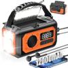 44400mWh/12000mAh Emergency Weather Radio, Hand Crank Radio Solar Radio Portable AM/FM/NOAA Radio with 2 Solar Panels 3 Charging Methods SOS Alarm 3 Mode Flashlight Phone Charger Compass Reading Lamp view 1