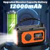 44400mWh/12000mAh Emergency Weather Radio, Hand Crank Radio Solar Radio Portable AM/FM/NOAA Radio with 2 Solar Panels 3 Charging Methods SOS Alarm 3 Mode Flashlight Phone Charger Compass Reading Lamp view 3