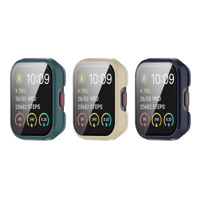 Screen Protector Compatible for SKG V7/SKG V7 Pro Watch Case, All-Round PC Case Compatible for SKG V7/SKG V7 Pro Smartwatch (Green/Apricot/Blue)