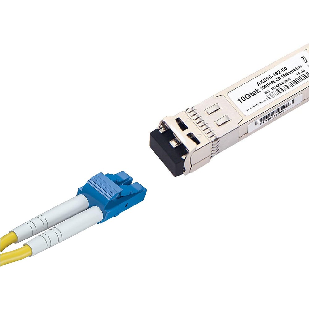 1 Pack of 10GBase-ZR SFP+ Transceiver, Compatible with Cisco SFP-10G-Z, up to 80 km and 1 Pack of 1M Fiber Patch Cable