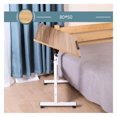 Bedside Desk C-Shaped Base Laptop Desk Home Office Days Overbed Table, Laptop Tray Table Stand Laptop Table Adjustable Portable for Sofa Bed Wheels Side Table