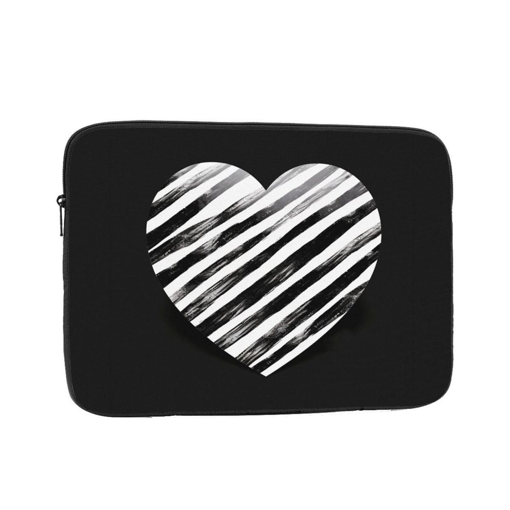 12 inch Laptop Sleeve Bag Black white striped heart Laptop Bag Shockproof Computer Carrying Cover Slim Briefcase Handbag