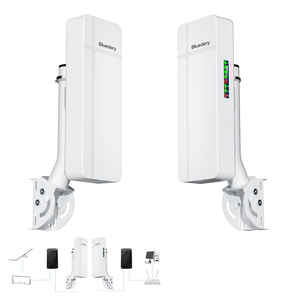 Dual 1Gbps Ethernet Port Point to Point WiFi Extender Long Range Bridge, 5.8GHz 3KM 1000Mbps Starlink WiFi Extender Signal Booster, Outdoor Wireless Bridge with 18dBi High Gain Antenna, 2 Pack