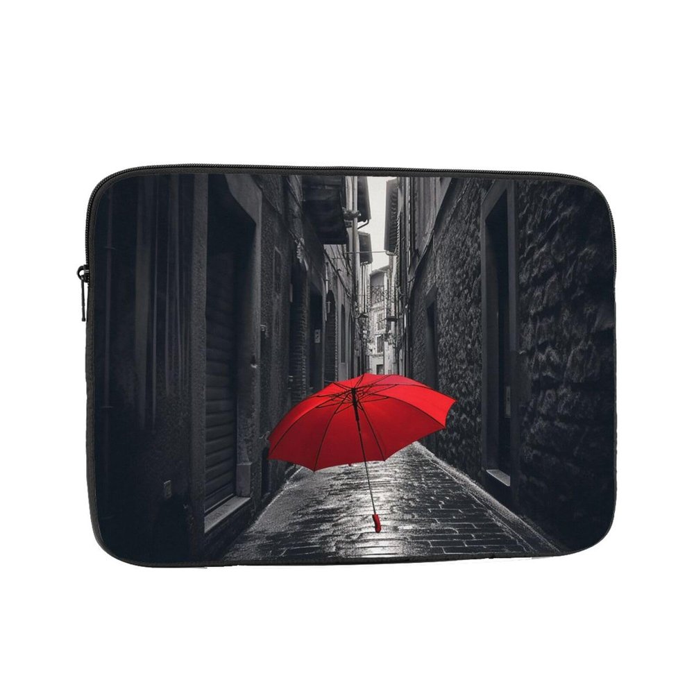 10 inch Laptop Sleeve Bag Red Umbrella Dark Street Laptop Bag Shockproof Computer Carrying Cover Slim Briefcase Handbag