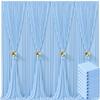 10 Panels Baby Blue Backdrop Curtain for Baby Shower Parties Light Blue Wrinkle Free 50ft x 10ft Backdrop Drapes for Birthday Photo Gender Reveal Photography Polyester Fabric Background Decoration view 1