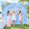 10 Panels Baby Blue Backdrop Curtain for Baby Shower Parties Light Blue Wrinkle Free 50ft x 10ft Backdrop Drapes for Birthday Photo Gender Reveal Photography Polyester Fabric Background Decoration view 2