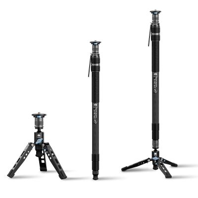 SIRUI SVM-165 Rapid Monopod for Cameras, 65 Carbon Fiber Monopod with Feet, One-Step Rapid Height Adjustment, Lightweight Travel Mono pod for DSLR Camera, Modular 3 in 1, Max Load 22lbs