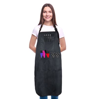 SupplyMaid Ultra-Soft Hair Salon Waterproof Apron with 5 Pockets - Bleach-proof Apron for Hairdresser, Hairstylist, Barber, Salon, Styling, Hair Cutting Accessories, Cosmetology -Jet Balck