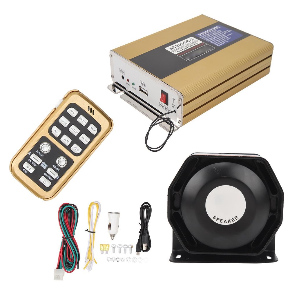 NDNCZDHC 200W Warning Emergency Siren Speaker Kit Wireless Remote Control Vehicle PA System for SUV ATV UTV Fire Ambulance Truck
