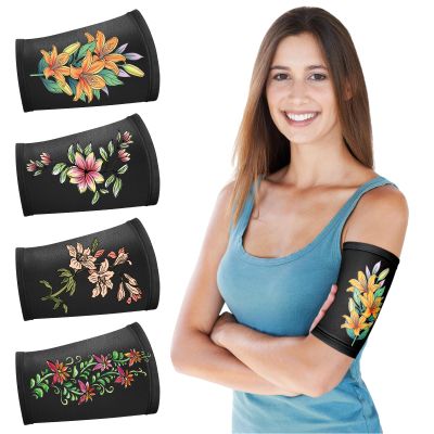 Vabean 4 Pcs PICC Line Cover Sleeve PICC Upper Arm Cover Soft Breathable Elastic Line Sleeve for Women Men Adult(Large,Black Color)