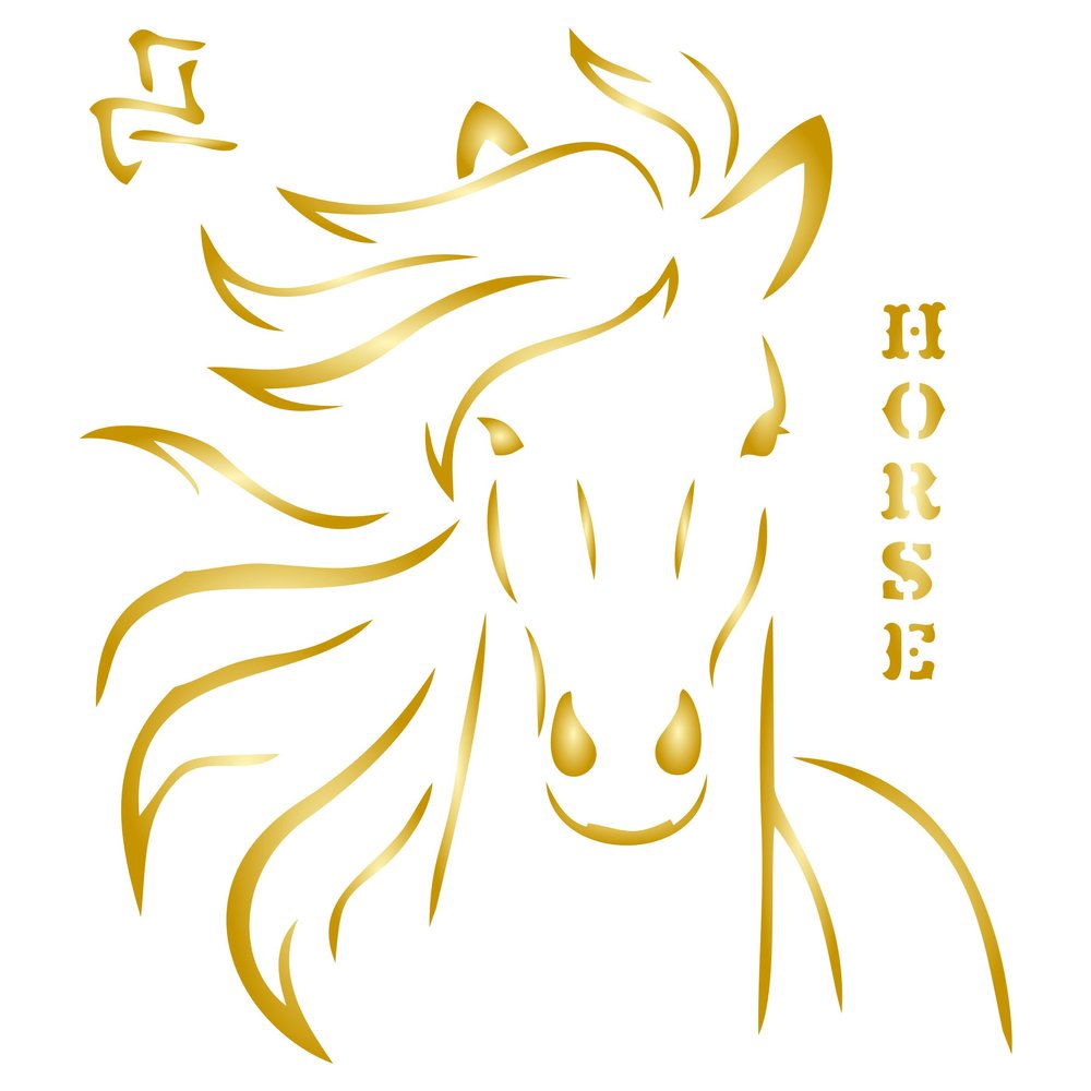 Horse Head Stencil, 4.5 x 4.5 inch - Animal Farm Equine Chinese Year of The Horse