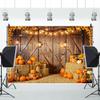 ChloropLastid 15x8ft Fall Thanksgiving Photography Backdrop Rustic Wooden Barn Door Farm Harvest Background for Photography Autumn Pumpkins Haystack Sunflower Portrait Photoshoot Studio Props view 4