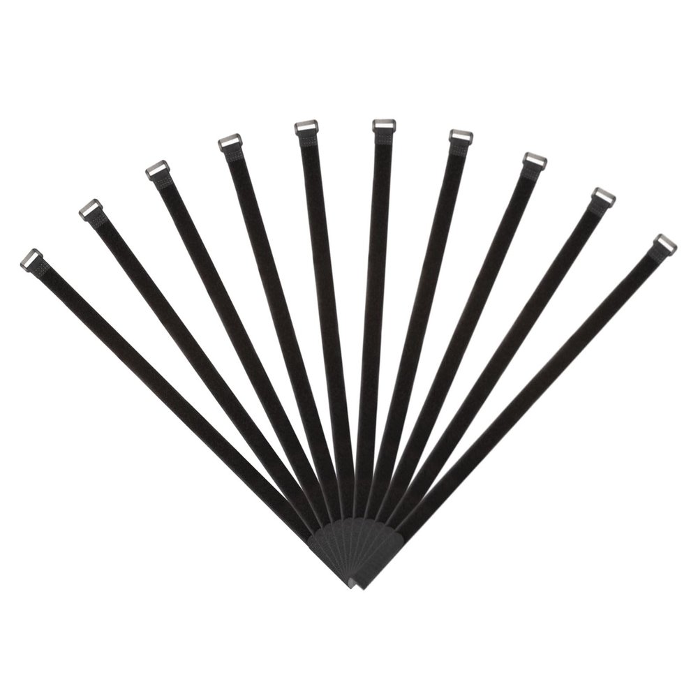 MECCANIXITY Fastening Hook and Loop Cable Tie 23.6 x 0.7 Inch Reusable with Buckle Adjustable Multi-Purpose Wire Strap for Cord Management Black, Pack of 10