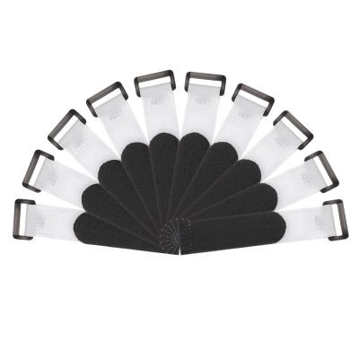 MECCANIXITY Fastening Hook and Loop Cable Tie 5.9 x 0.7 Inch Reusable with Buckle Adjustable Multi-Purpose Wire Strap for Cord Management White, Pack of 10