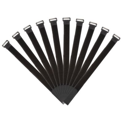 MECCANIXITY Fastening Hook and Loop Cable Tie 15.7 x 0.9 Inch Reusable with Buckle Adjustable Multi-Purpose Wire Strap for Cord Management Black, Pack of 10