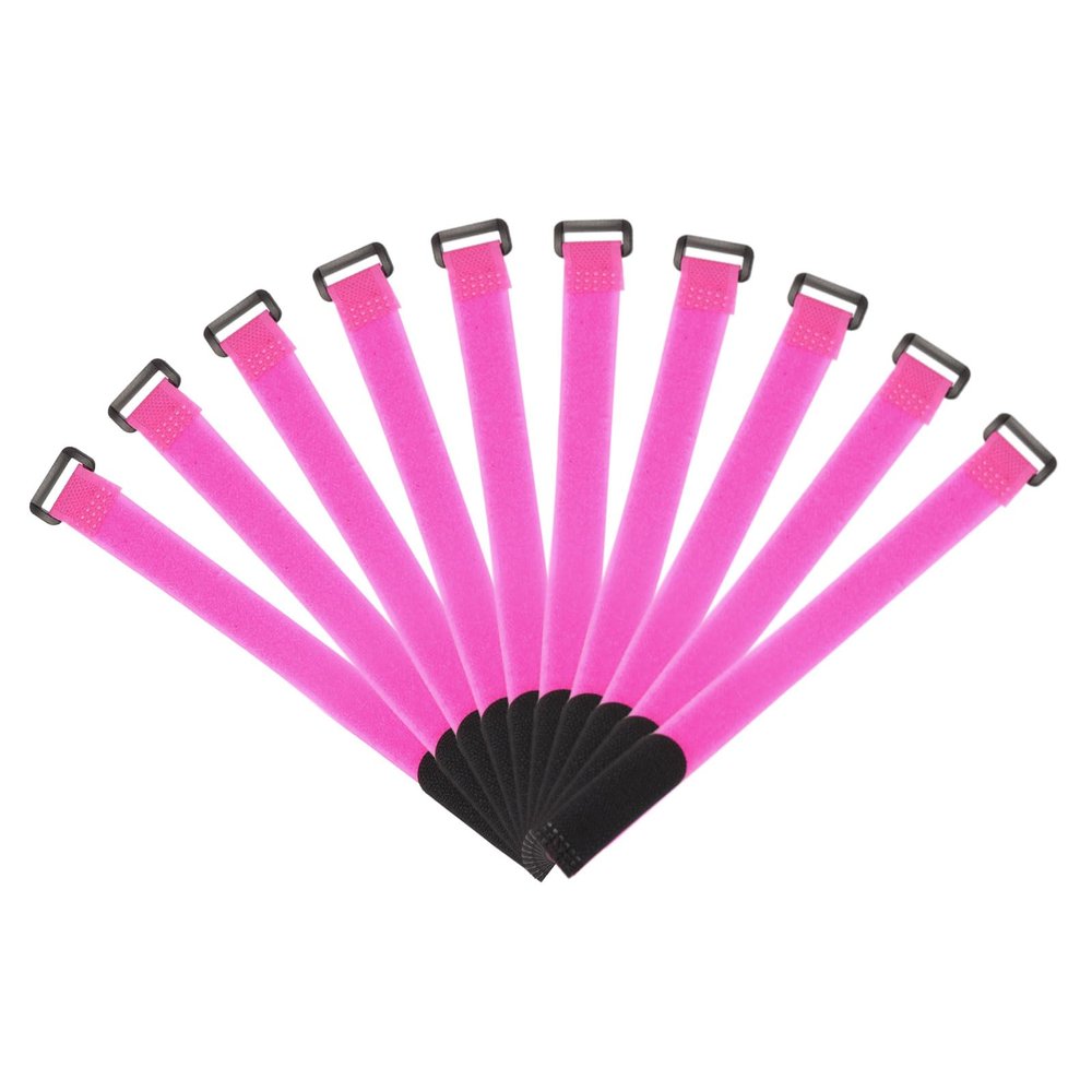 MECCANIXITY Fastening Hook and Loop Cable Tie 11.8 x 0.9 Inch Reusable with Buckle Adjustable Multi-Purpose Wire Strap for Cord Management Pink, Pack of 10