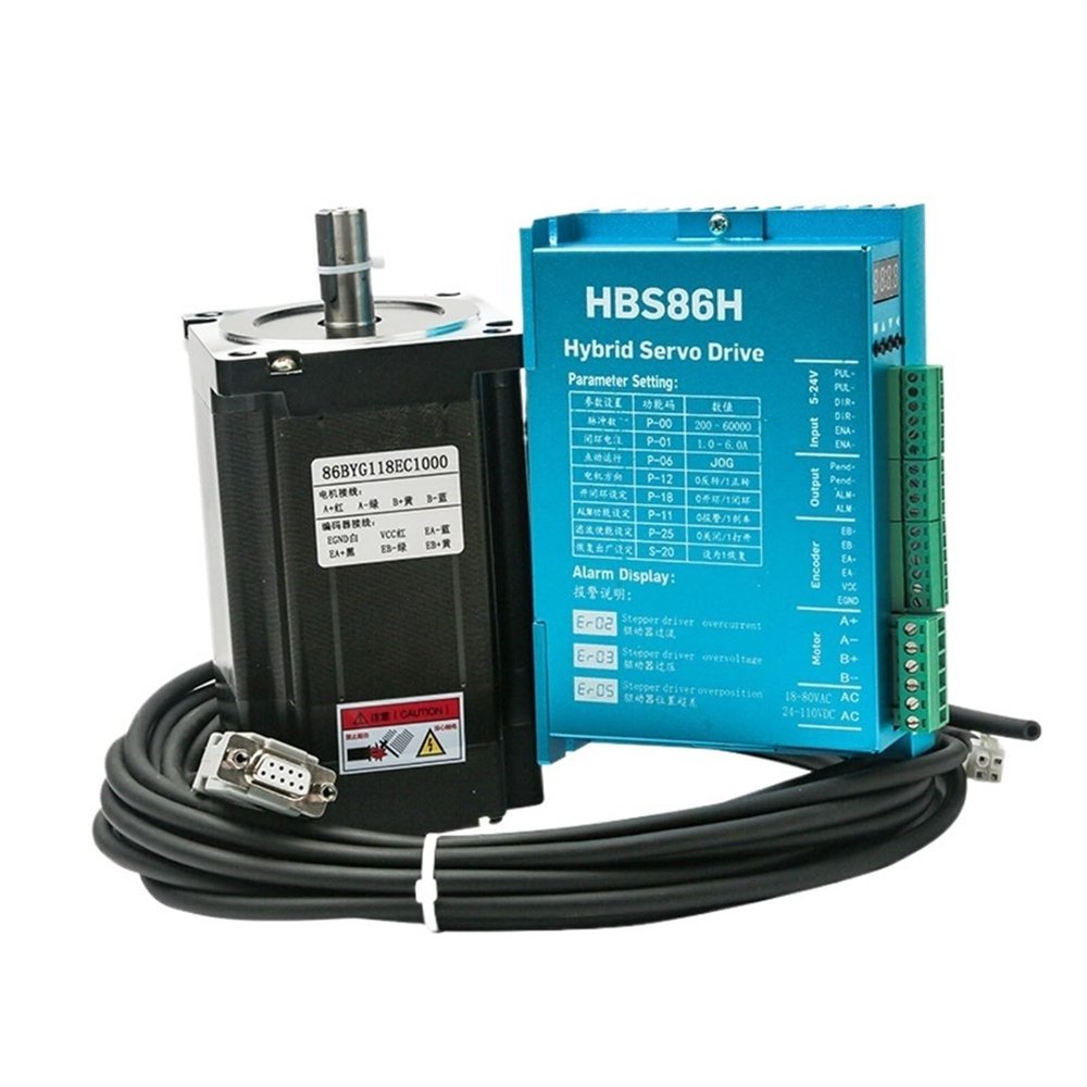 ESXSWYDR HBS86H Hybrid Stepper Servo Drive Nema34 Closed-Loop Encoder AC18-80V Or DC 24-100V Independent Fan Router(Size:HBS86H set-10m)