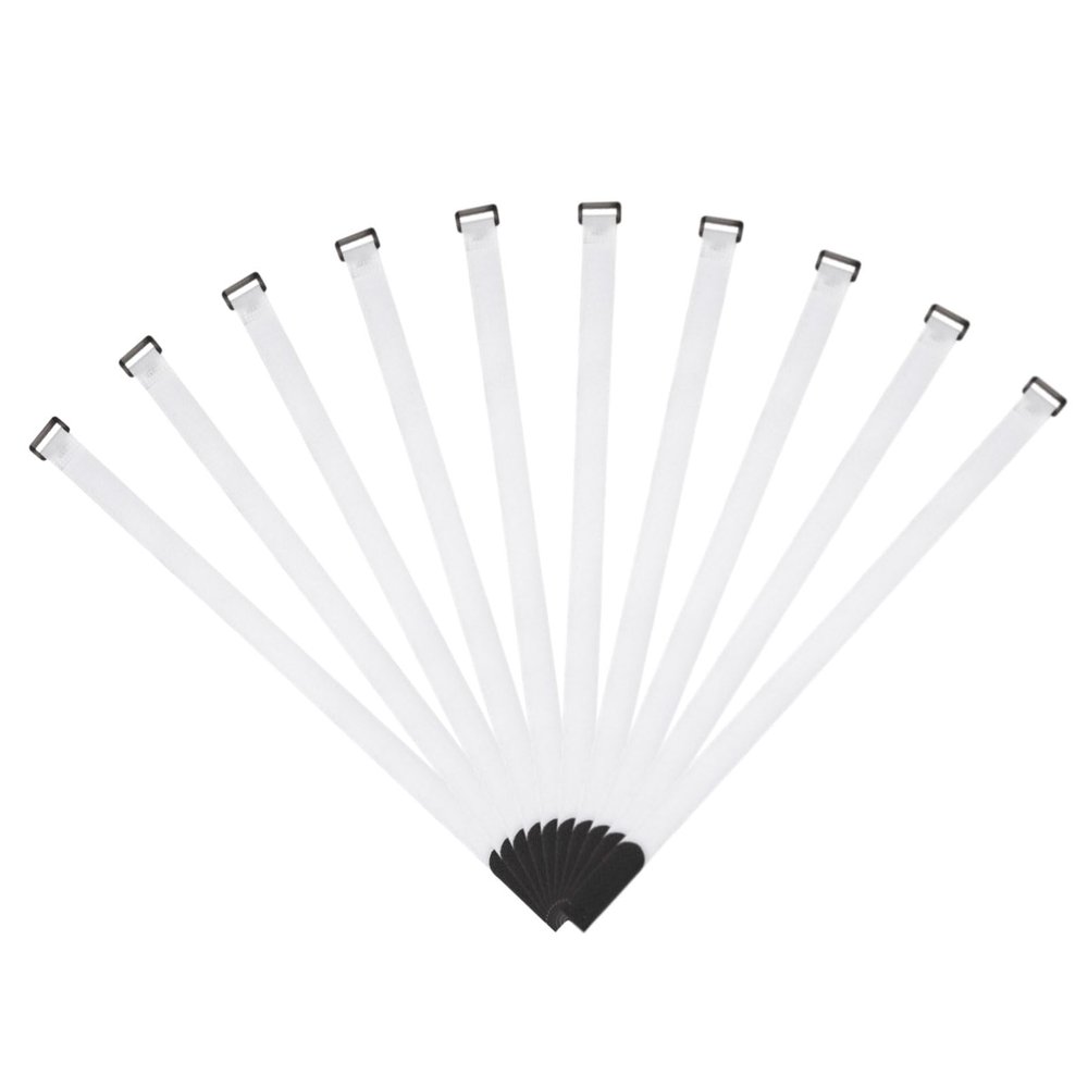 MECCANIXITY Fastening Hook and Loop Cable Tie 23.6 x 0.7 Inch Reusable with Buckle Adjustable Multi-Purpose Wire Strap for Cord Management White, Pack of 10