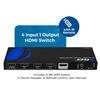 OREI 8K eARC HDMI 2.1 Switch 4x1, Switcher with Audio Extractor UltraHD Supports Upto 4K @ 120Hz PS5, Xbox, Gaming, Remote Contorl IR EDID HDCP 2.3 - Optical Out, L/R Headphones (BK-401ARC) view 2