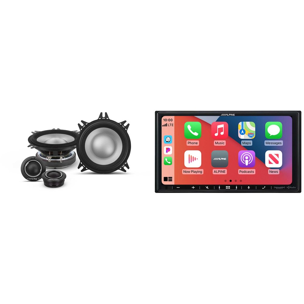 Alpine iLX-407 7-Inch Multimedia Receiver Apple Carplay and Android Auto & 1 Pair Alpine S2-S40C Type S 4" Component Speakers
