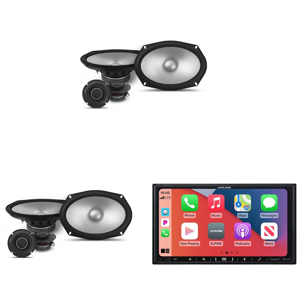 Alpine iLX-407 7-Inch Multimedia Receiver Apple Carplay and Android Auto & 2 Pairs Alpine S2-S69C Type S 6x9 Component Speakers