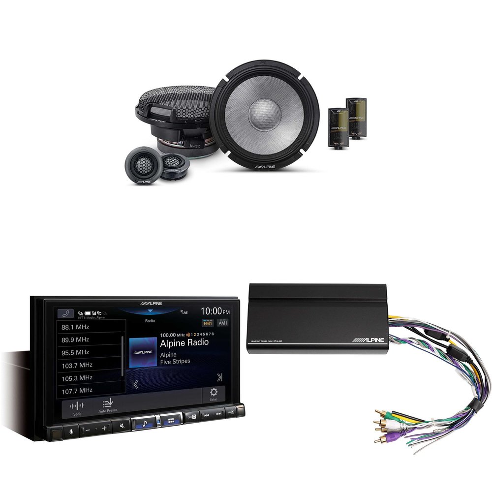 Alpine ILX-507 7-Inch Multimedia Receiver w/ R2-S65C 6.5" Comp Bundle w/Power Pack