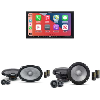 Alpine iLX-407 7-Inch Multimedia Receiver Apple Carplay and Android Auto w/ & 6.5" & 6x9 R2 Speaker Bundle - R2-S65C 2-Way Comp. Set & a Pair of R2-S69C