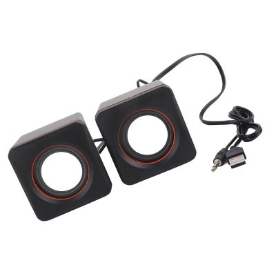 Acouto Computer Speakers USB Stereo 3.5Mm Wired Speaker for Desktop Laptop Pc Computer Plastic Pc Speakers Black (Binaural)
