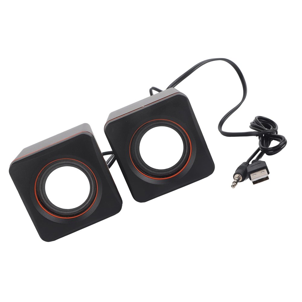 Acouto Computer Speakers USB Stereo 3.5Mm Wired Speaker for Desktop Laptop Pc Computer Plastic Pc Speakers Black (Binaural)
