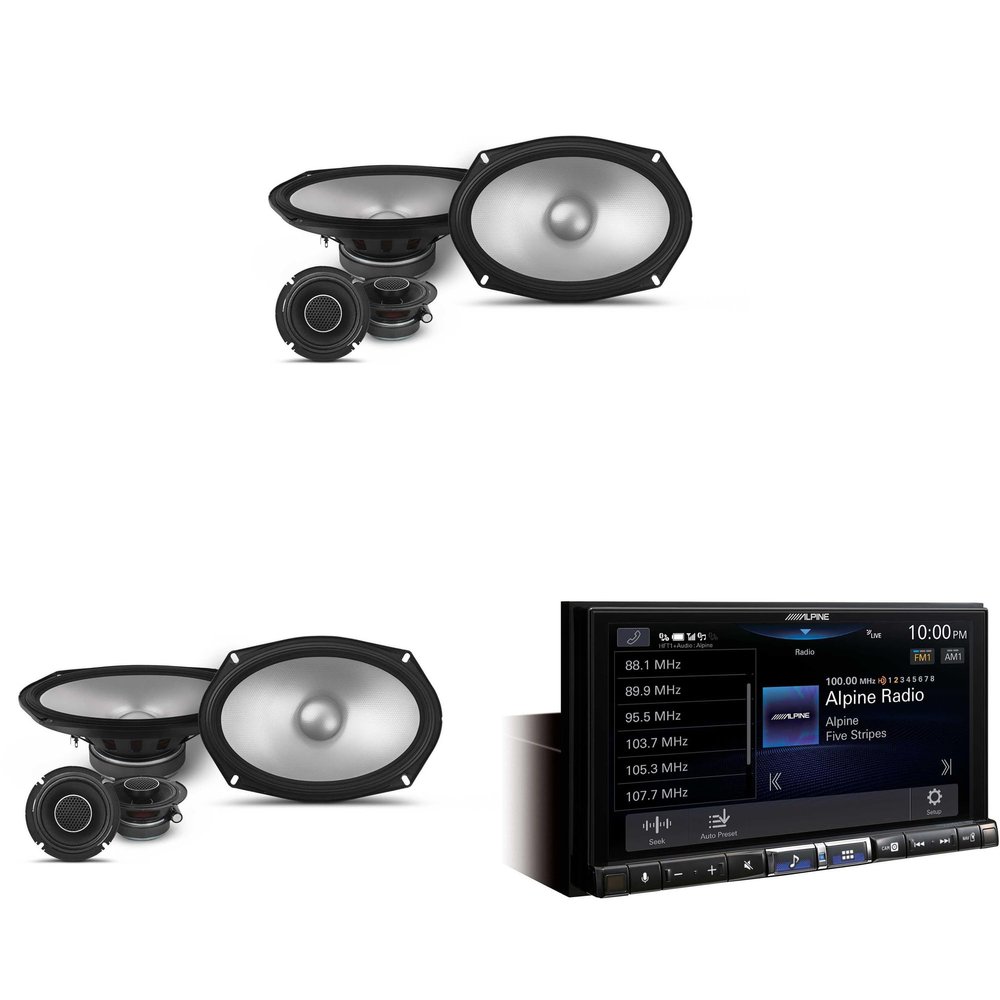 Alpine iLX-507 7" Multimedia Receiver Wireless Apple CarPlay & Wireless Android Auto & 2 Pairs S2-S69C Type S 6x9 Component Speakers