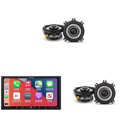 Alpine iLX-407 7-Inch Multimedia Receiver Apple Carplay and Android Auto & 2 Pairs S2-S40 Type S 4" Coax Speakers