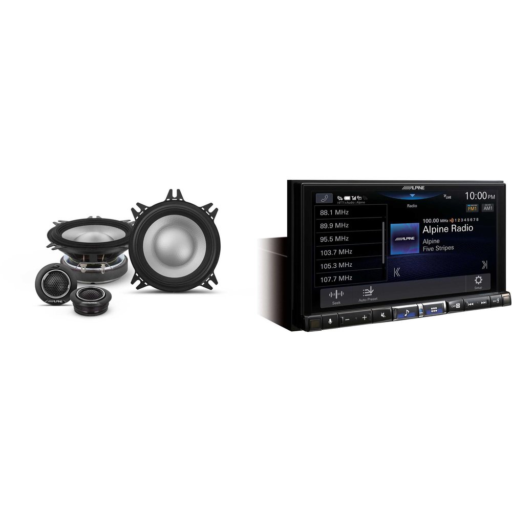 Alpine iLX-507 7" Multimedia Receiver Wireless Apple CarPlay & Wireless Android Auto & 1 Pair Alpine S2-S40C Type S 4" Component Speakers