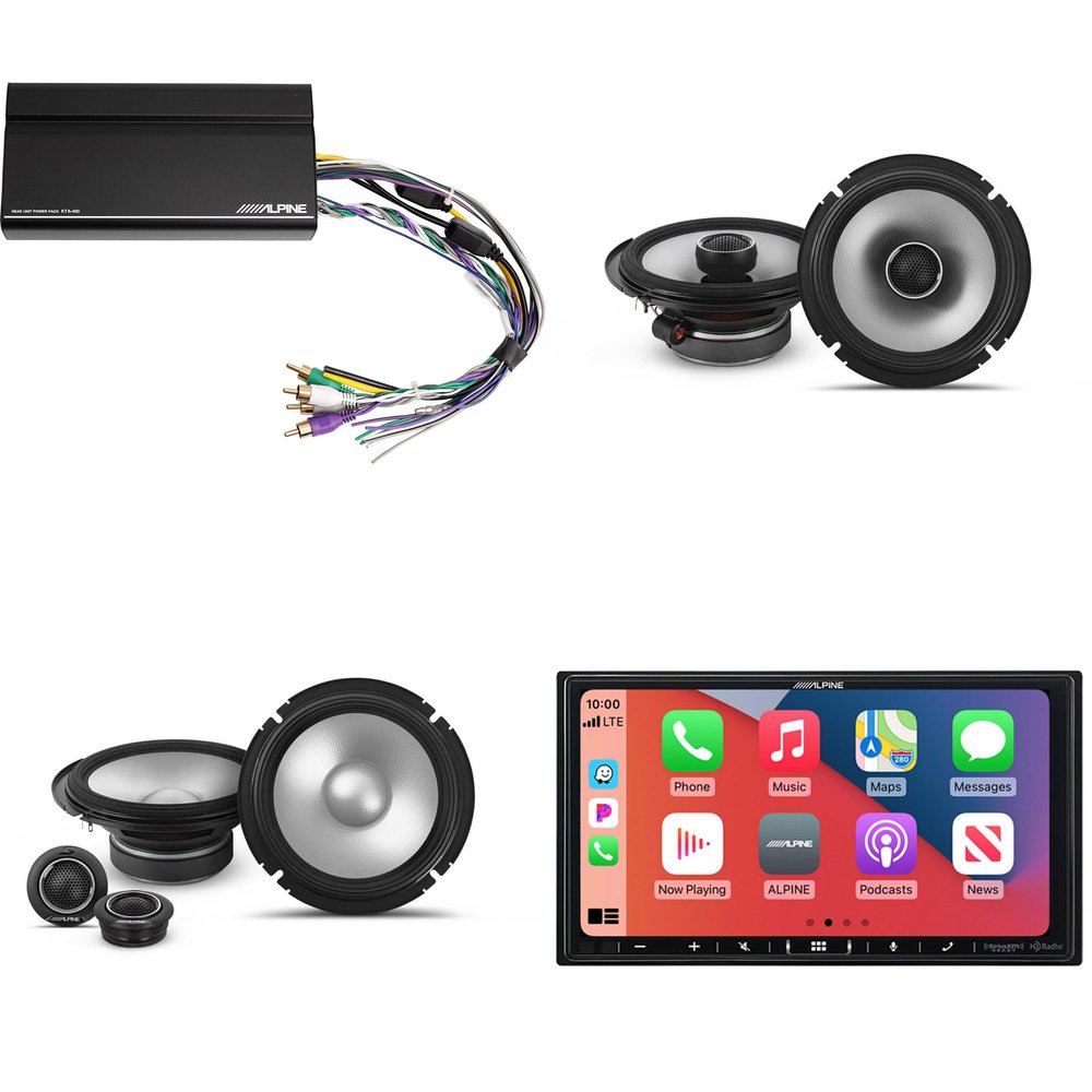 Alpine iLX-407 7-Inch Multimedia Receiver Apple Carplay and Android Auto & S2 6.5" Component Speakers / 6.5 Coax Including Power Pack