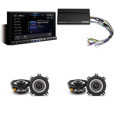 Alpine iLX-507 7" Multimedia Receiver Wireless Apple CarPlay & Wireless Android Auto & 2 Pairs Alpine S2-S40 Type S 4" Coax Speakers w/Power Pack